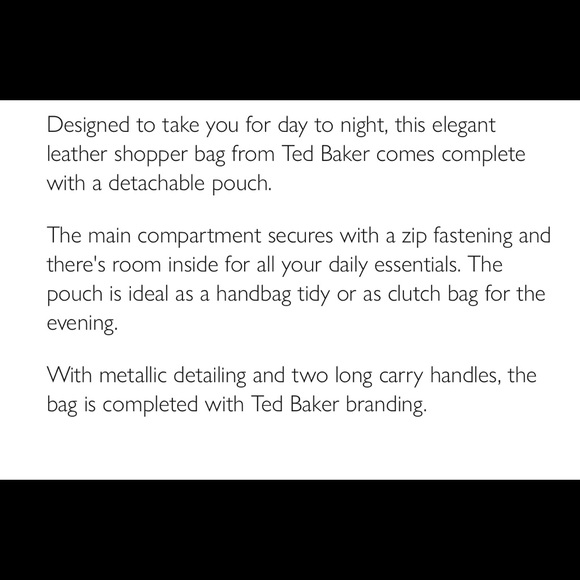 Ted Baker Sarahh Leather Shopper + Large Leather Pouch/Clutch in Black - Picture 16 of 16